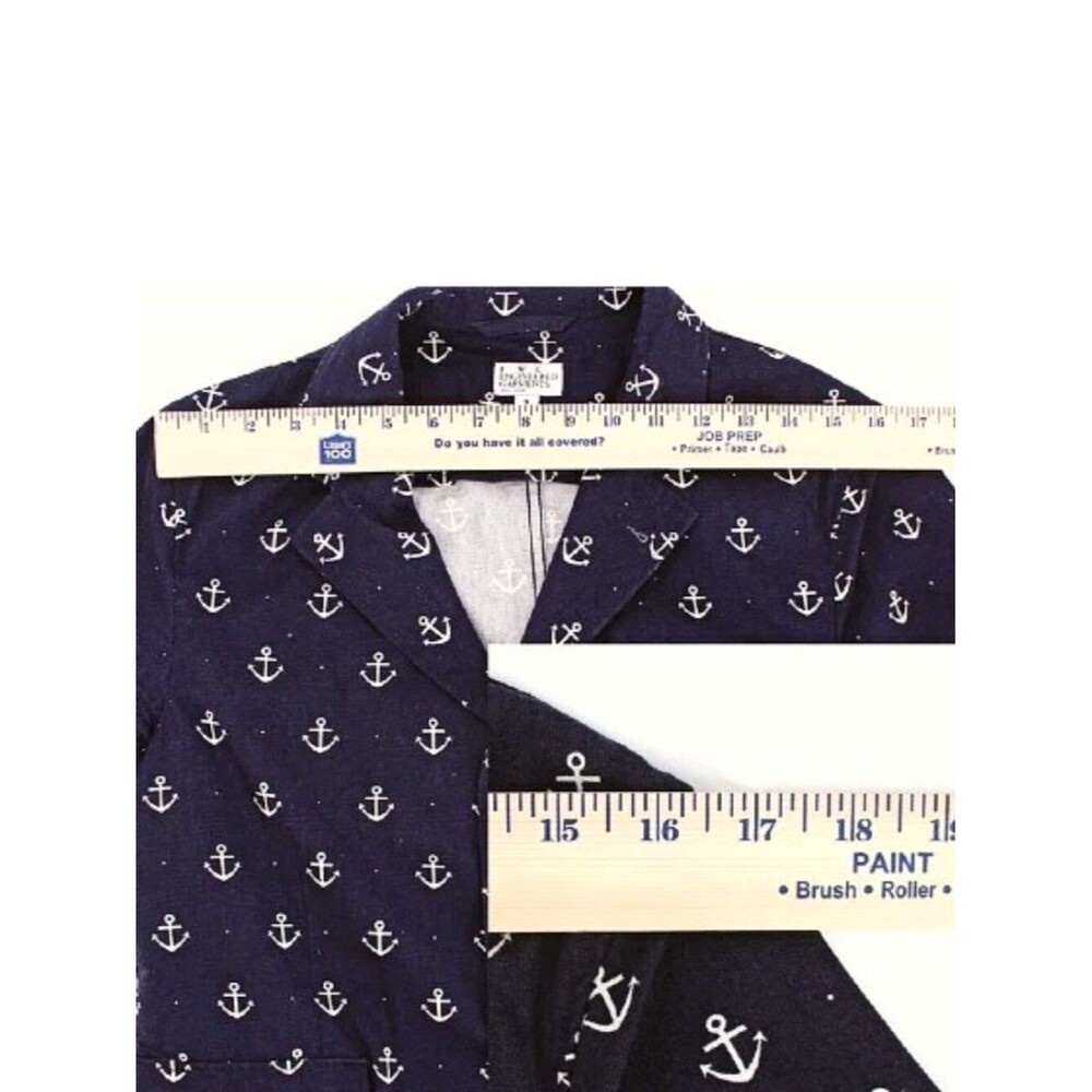 Engineered Garments Baker Jacket Blue Nautical Anchor Print Light Blazer SZ 3 L - Picture 7 of 11